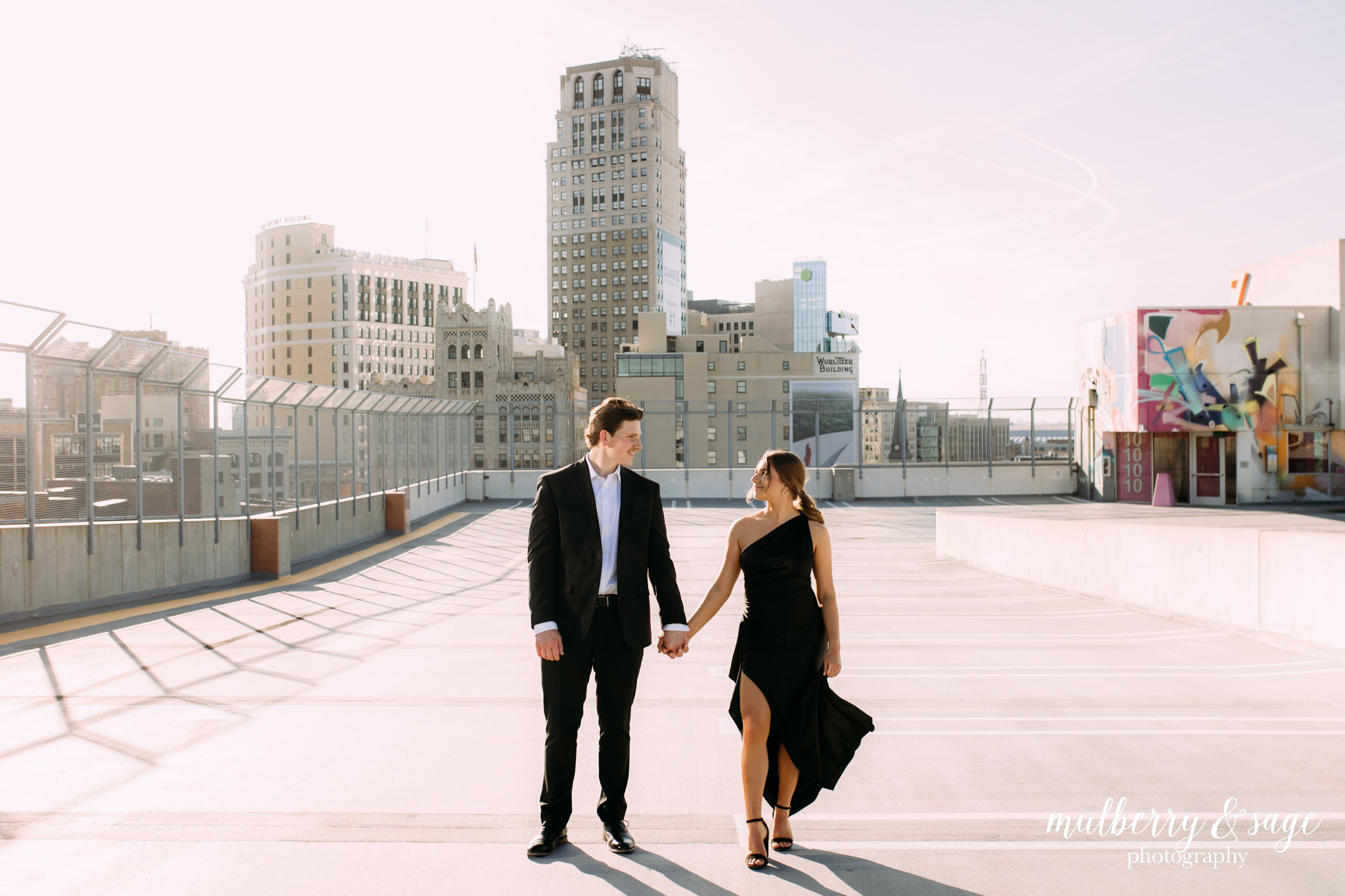 downtown detroit engagement session